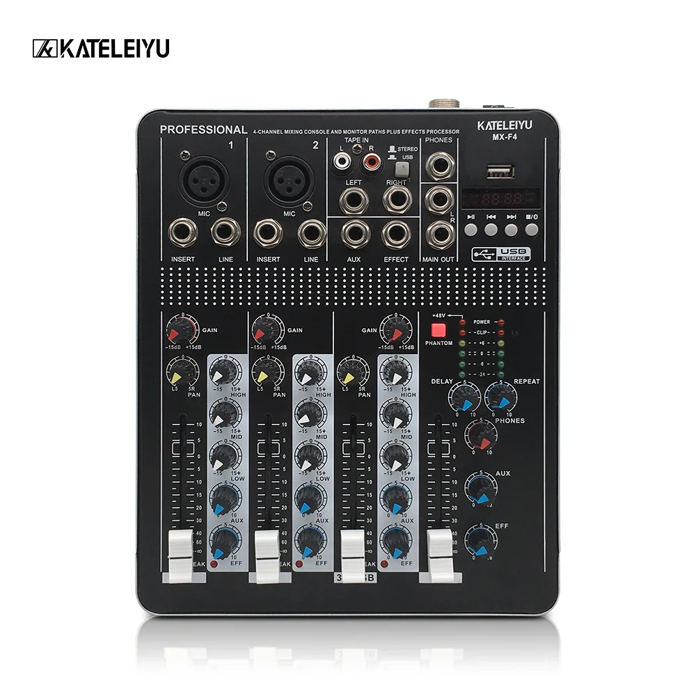 Audio Mixer with USB 4 Channel F4 Mixer Home Audio Console DJ Equipment 48V Phantom Power Supply with Bluetooth Stage Equipment
Audio Mixer with USB 4 Channel F4 Mixer Home Audio Console DJ Equipment 48V Phantom Power Supply with Bluetooth Stage Equipment