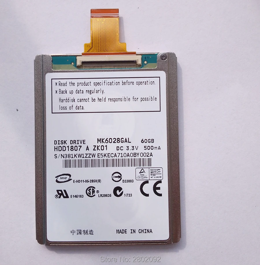 Новый MK6028GAL 1 8 дюймовый жесткий диск и кабель жесткого диска интерфейс ce ZIF 60 Гб