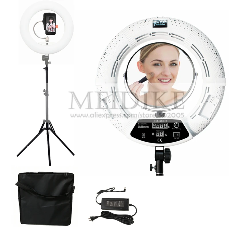 

Yidoblo 96W Ring Light FD-480 Pro Beauty Studio LED Ring lamp Kit 480 LEDS Video Light Lamp Makeup Lighting + stand (2M)+ bag