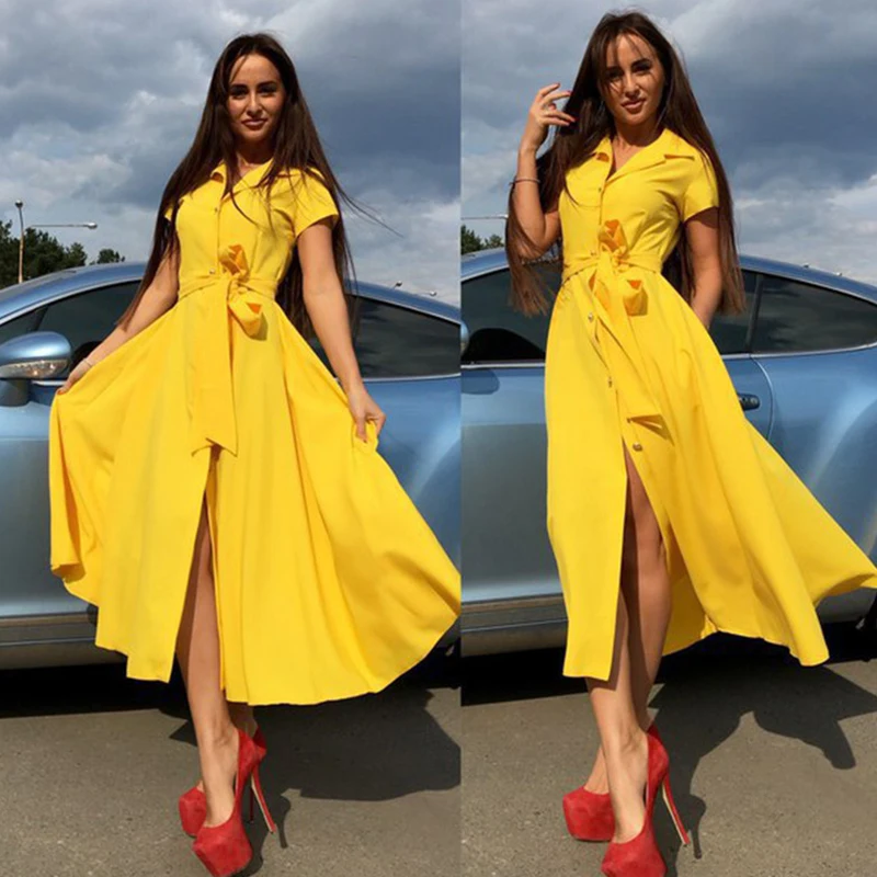 Women Vintage Sashes Button Party Dress Short Sleeve Turn Down Collar Office Elegant Maxi Dress 2019 Summer Fashion Women Dress
Women Vintage Sashes Button Party Dress Short Sleeve Turn Down Collar Office Elegant Maxi Dress 2019 Summer Fashion Women Dress
