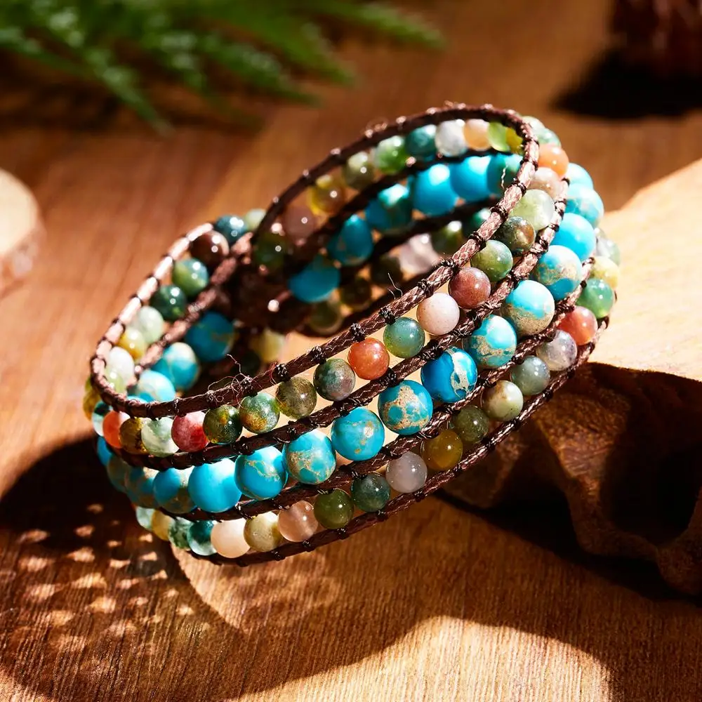 Vintage Braid Bracelets Natural Stone Round Beads Leather Wrap Bracelet for Women Multilayer Boho Bracelet Handmade Jewelry
Vintage Braid Bracelets Natural Stone Round Beads Leather Wrap Bracelet for Women Multilayer Boho Bracelet Handmade Jewelry