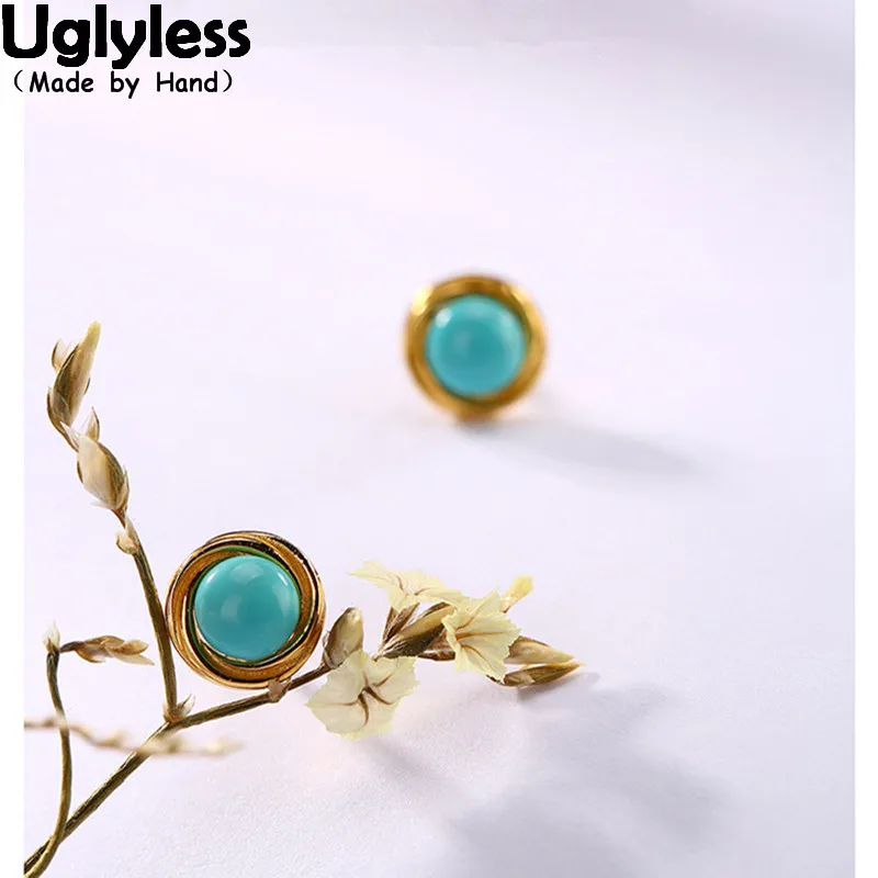 Uglyless Real 925 Sterling Silver Women Fine Jewelry Nature Turquoise Beads Stud Earrings Handmade Ethnic Brincos Vintage Bijoux
Uglyless Real 925 Sterling Silver Women Fine Jewelry Nature Turquoise Beads Stud Earrings Handmade Ethnic Brincos Vintage Bijoux