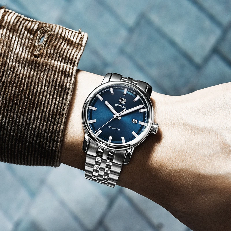 Men's Watches BENYAR New Top Brand Luxury Blue Dial Sports Steel Watch Waterproof Automatic Machinery Fashion Clock Reloj Hombre
Men's Watches BENYAR New Top Brand Luxury Blue Dial Sports Steel Watch Waterproof Automatic Machinery Fashion Clock Reloj Hombre