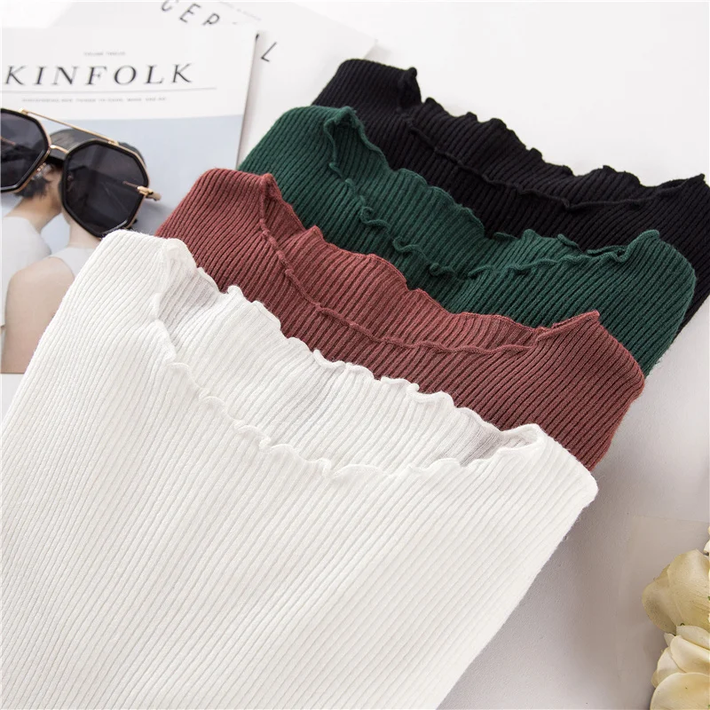 2019 new Fashion half Korean women knitted sweater slim petal collar Ruffle sleeve shirt Elastic Bottoming round neck Pullover
2019 new Fashion half Korean women knitted sweater slim petal collar Ruffle sleeve shirt Elastic Bottoming round neck Pullover