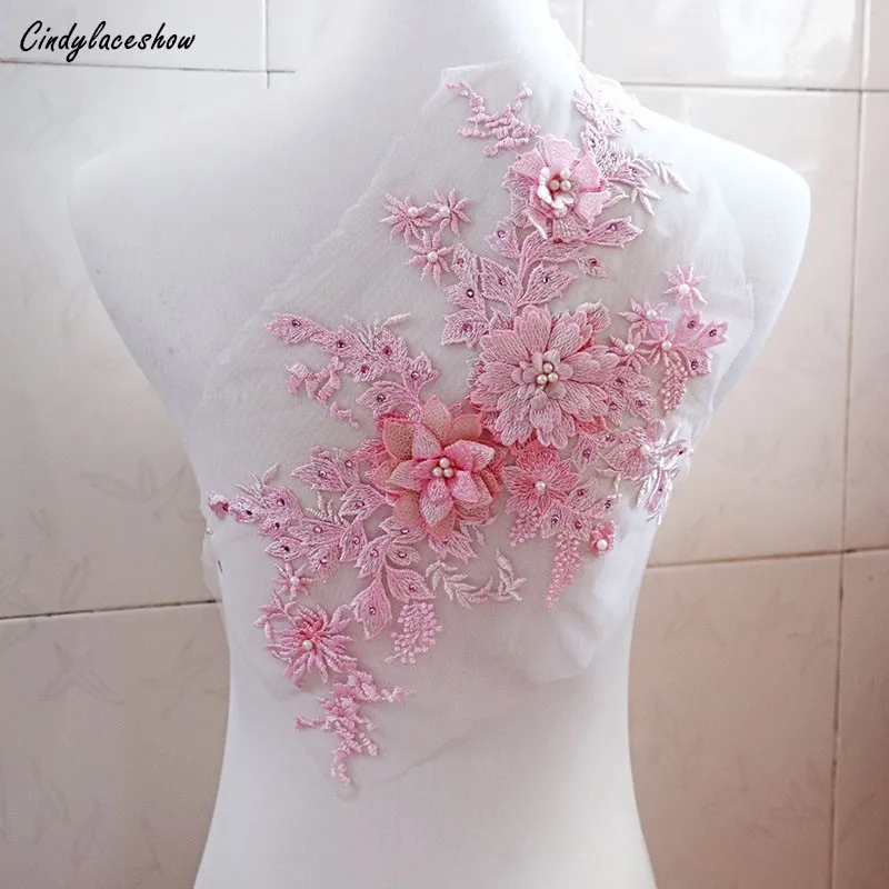 39*24.5cm Rhinestones 3D lace Appliques Beaded Wedding Lace Flowers Embroidered Dress Bridal Gown Lace Motifs Venise Trims Craft
39*24.5cm Rhinestones 3D lace Appliques Beaded Wedding Lace Flowers Embroidered Dress Bridal Gown Lace Motifs Venise Trims Craft