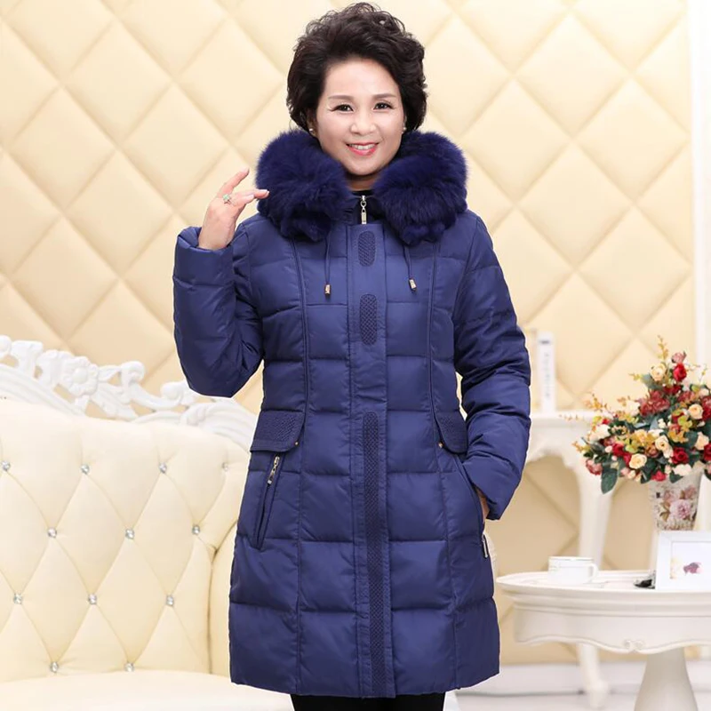 2018 Middle-aged mother thick Down jacket Women Medium long section Winter Hooded fur collar White duck down warm coat Plus size
2018 Middle-aged mother thick Down jacket Women Medium long section Winter Hooded fur collar White duck down warm coat Plus size