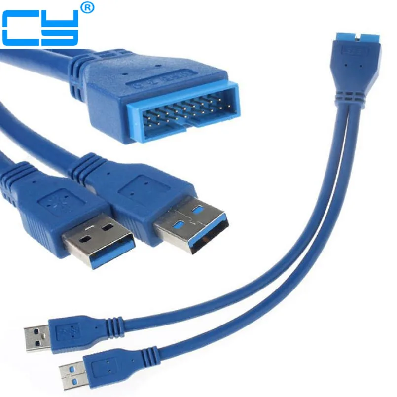 Фото Высококачественная материнская плата USB 3.0 20P со штекером на 2 порта 3 0 кабель
