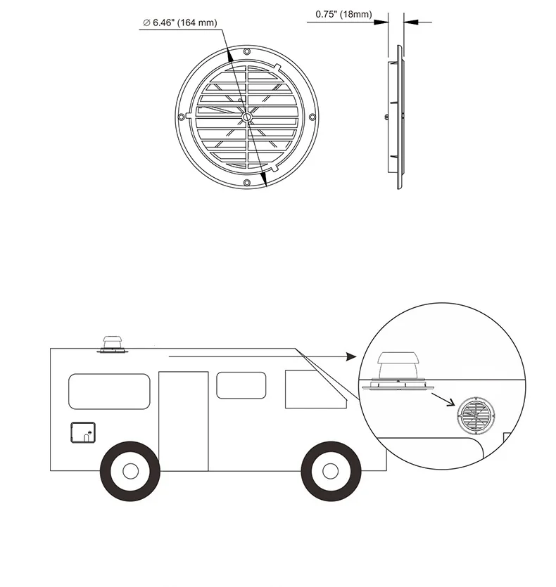 Вентиляционная решетка на крышу RV без вентилятора дорожный трейлер фургон