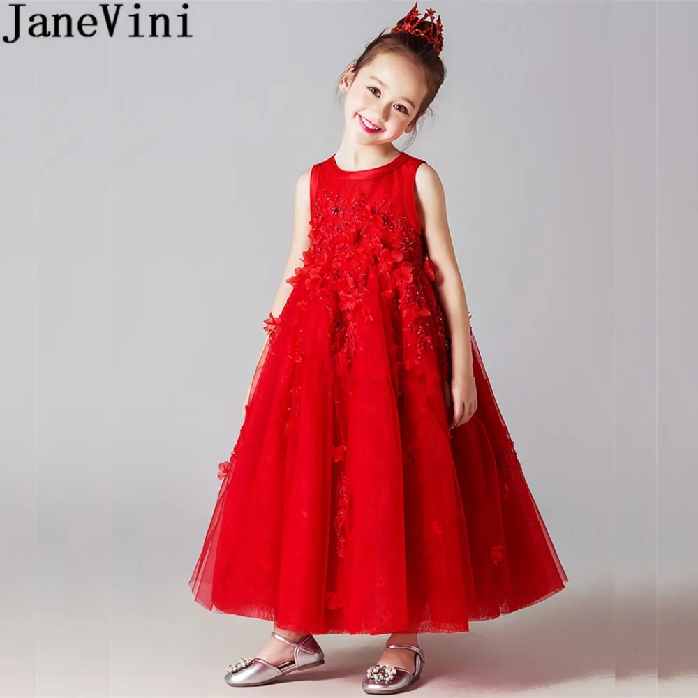 JaneVini Red Lace Flowers Flower Girl Dresses for Weddings Beading Appliques Communion Dresses Tulle Ankle-Length Pageant Gowns
JaneVini Red Lace Flowers Flower Girl Dresses for Weddings Beading Appliques Communion Dresses Tulle Ankle-Length Pageant Gowns