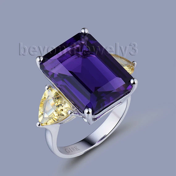 Fantastic Gorgeous Jewelry In Solid 18Kt White Gold Emerald Cut 12x16mm Amethyst Ring SR00106
Fantastic Gorgeous Jewelry In Solid 18Kt White Gold Emerald Cut 12x16mm Amethyst Ring SR00106