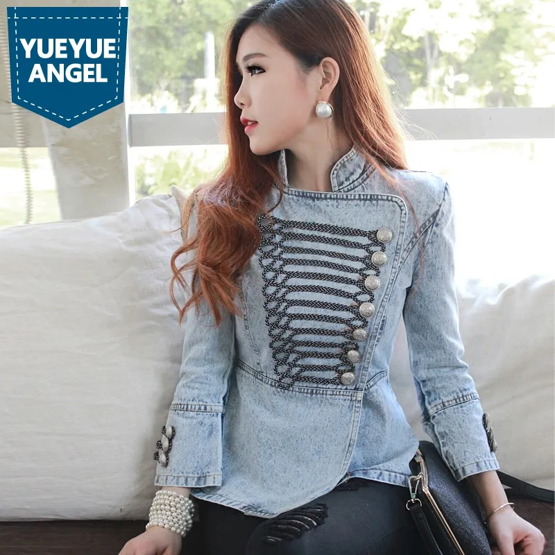 European Slim Fit Jean Jackets Womens Fashion Solid Double Breasted Chain Outerwear Female Spring Casual Short Denim Coat S-XL
European Slim Fit Jean Jackets Womens Fashion Solid Double Breasted Chain Outerwear Female Spring Casual Short Denim Coat S-XL