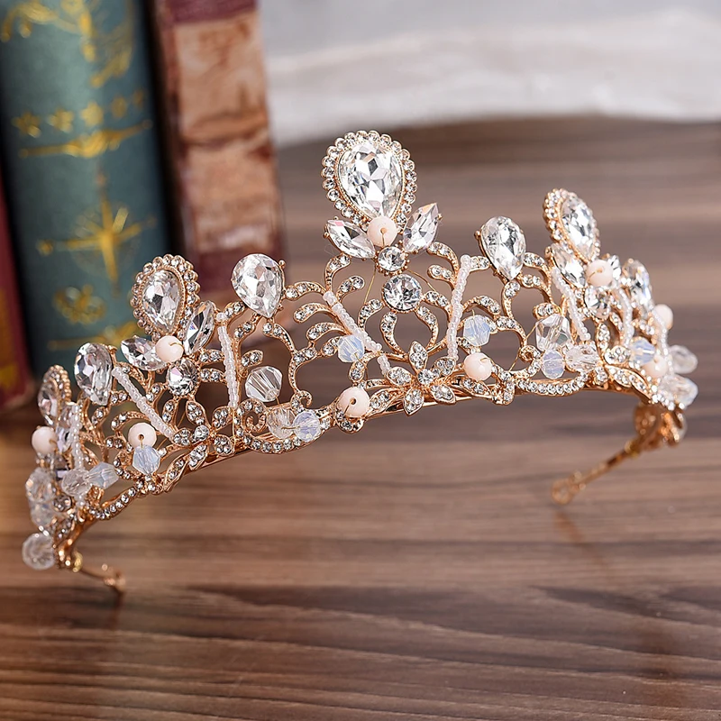Фото Модная Роскошная свадебная тиара с кристаллами и бусинами - купить