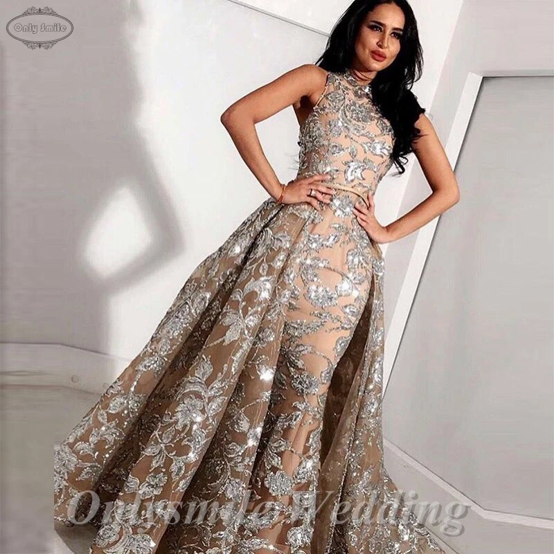 Onlysmile Long Champagne Lace High Neck Arabic Evening Dress 2019 kaftan Dubai Formal Evening Gown with Detachable Skirt
Onlysmile Long Champagne Lace High Neck Arabic Evening Dress 2019 kaftan Dubai Formal Evening Gown with Detachable Skirt