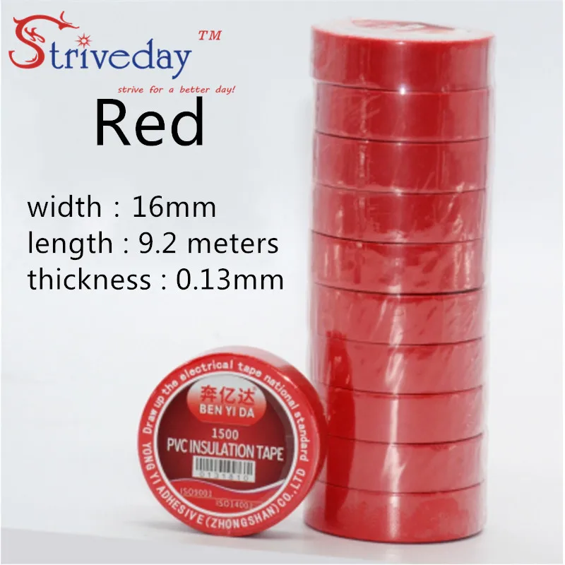10pcs/lot Red 16mm * 9.2 meters Electrical Tape High Temperature Insulation tape Waterproof PVC Tapes DIY
10pcs/lot Red 16mm * 9.2 meters Electrical Tape High Temperature Insulation tape Waterproof PVC Tapes DIY