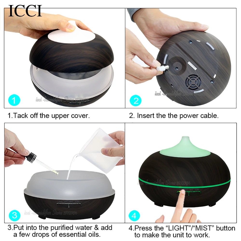icci Humidifier Essential oil diffuser Aroma humidifier Difusor de aroma Diffuseur huile essential Aroma Led lamp
icci Humidifier Essential oil diffuser Aroma humidifier Difusor de aroma Diffuseur huile essential Aroma Led lamp