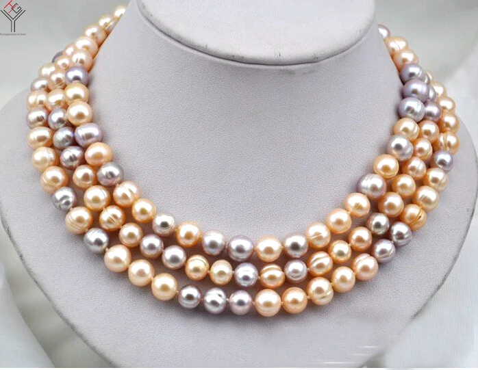 50'' 127cm Women Jewelry 9mm pearl necklace pink purple mixed pearl handmade real natural freshwater pearl gift
50'' 127cm Women Jewelry 9mm pearl necklace pink purple mixed pearl handmade real natural freshwater pearl gift