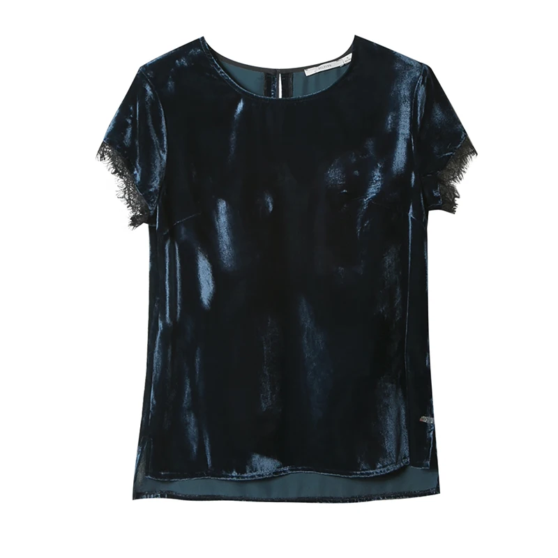 Woman T SHIRT 100% Natural Silk Velour casual Top 2018 Fall Winter shirt Navy color Bottoming shirt
Woman T SHIRT 100% Natural Silk Velour casual Top 2018 Fall Winter shirt Navy color Bottoming shirt