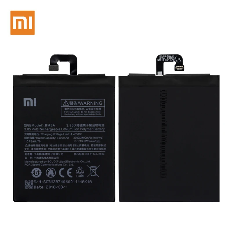100% Original Battery BM3A For XiaoMi Note 3 Mi Note3 3300/3400mAh akku Li-ion with free tools Fast Shipment
100% Original Battery BM3A For XiaoMi Note 3 Mi Note3 3300/3400mAh akku Li-ion with free tools Fast Shipment