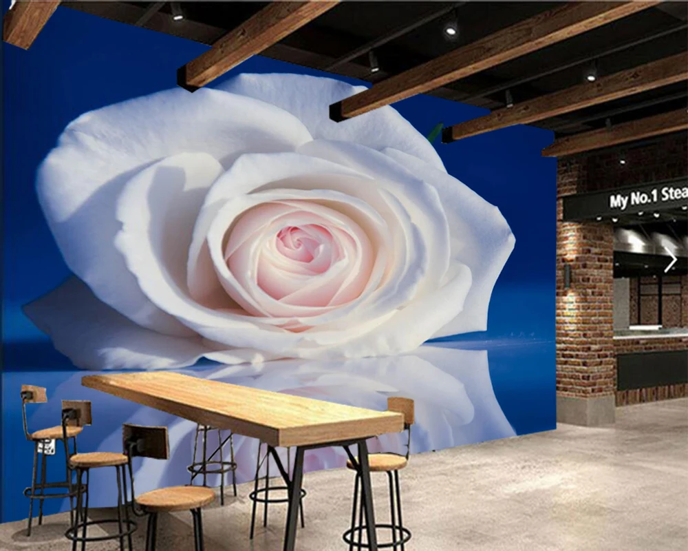 Настенные 3D-обои Papel de parede с розами обои изображением белого отражающего цветка