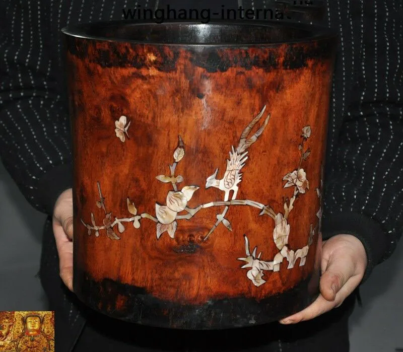 wedding decoration Rare Chinese dynasty Rosewood Wood Inlay Shell flower bird Brush pot pencil vase
wedding decoration Rare Chinese dynasty Rosewood Wood Inlay Shell flower bird Brush pot pencil vase