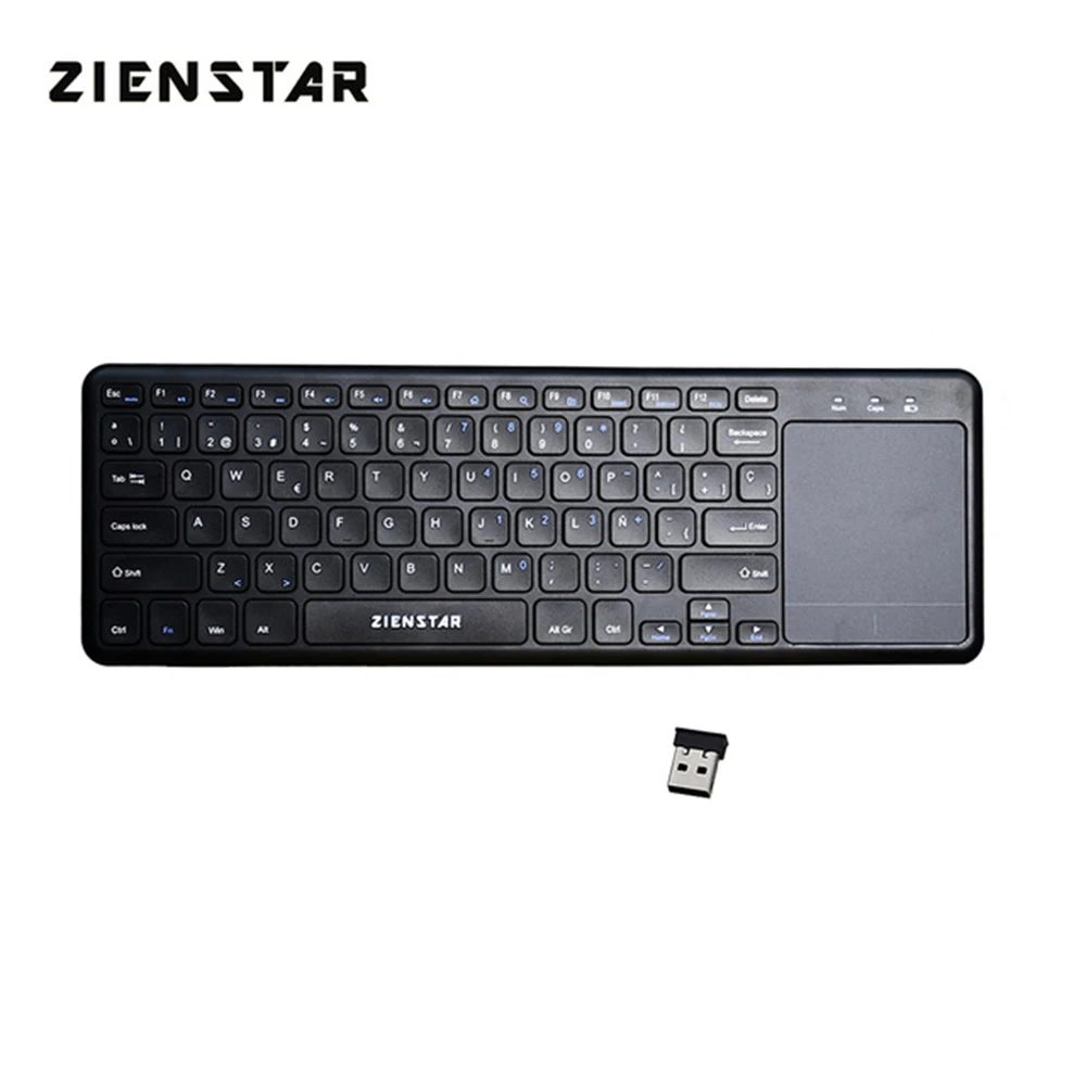Zienstar испанские буквы 2 4G Беспроводной мультимедийная клавиатура с тачпадом для