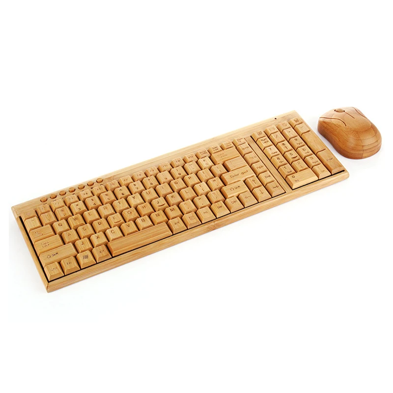 Ручной бамбука PC Беспроводной клавиатурой и мышью-эко | Компьютеры офис