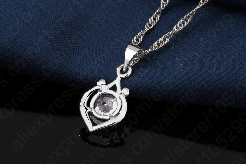 Elegant Women Wedding Jewelry Set 925 Sterling Silver Cubic Zircon Pendant Necklace/Earring Sets
