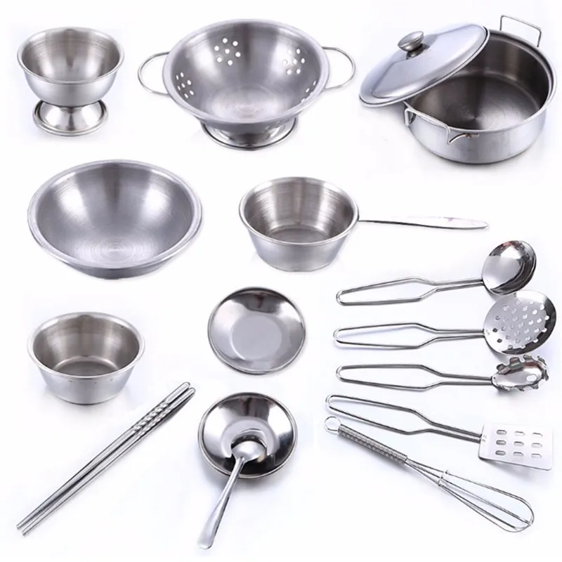 16Pcs Stainless Steel Kids House Kitchen Toy Cooking Cookware Children Pretend Play Kitchen Playset - Silver Toys For Children
16Pcs Stainless Steel Kids House Kitchen Toy Cooking Cookware Children Pretend Play Kitchen Playset - Silver Toys For Children