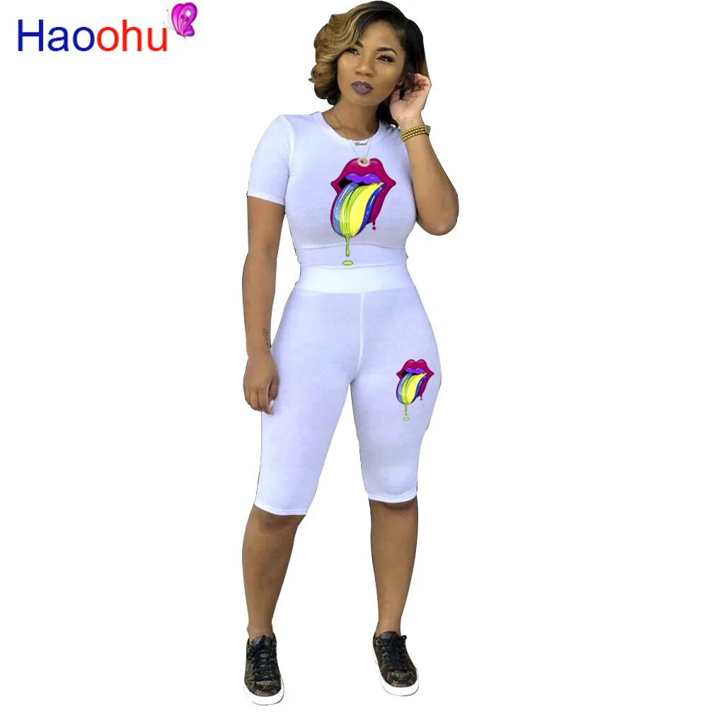 HAOOHU Lip Print Streetwear Two Piece Set Womens Outfits Tops And Biker Shorts Suit Summer 2 Pieces Tracksuit Matching Sets
HAOOHU Lip Print Streetwear Two Piece Set Womens Outfits Tops And Biker Shorts Suit Summer 2 Pieces Tracksuit Matching Sets