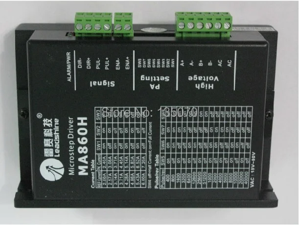 New original Leadshine stepper drive MA860H 2 Phase Analog Stepper Drive; Max 80 VAC or 110 VDC / 7.2A
New original Leadshine stepper drive MA860H 2 Phase Analog Stepper Drive; Max 80 VAC or 110 VDC / 7.2A