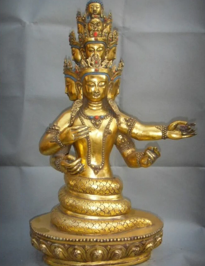 song voge gem S1951 23" Tibet Tibetan Bronze Gold 5-Heads Snake Naga Kanya Goddess Buddha Statue
song voge gem S1951 23" Tibet Tibetan Bronze Gold 5-Heads Snake Naga Kanya Goddess Buddha Statue