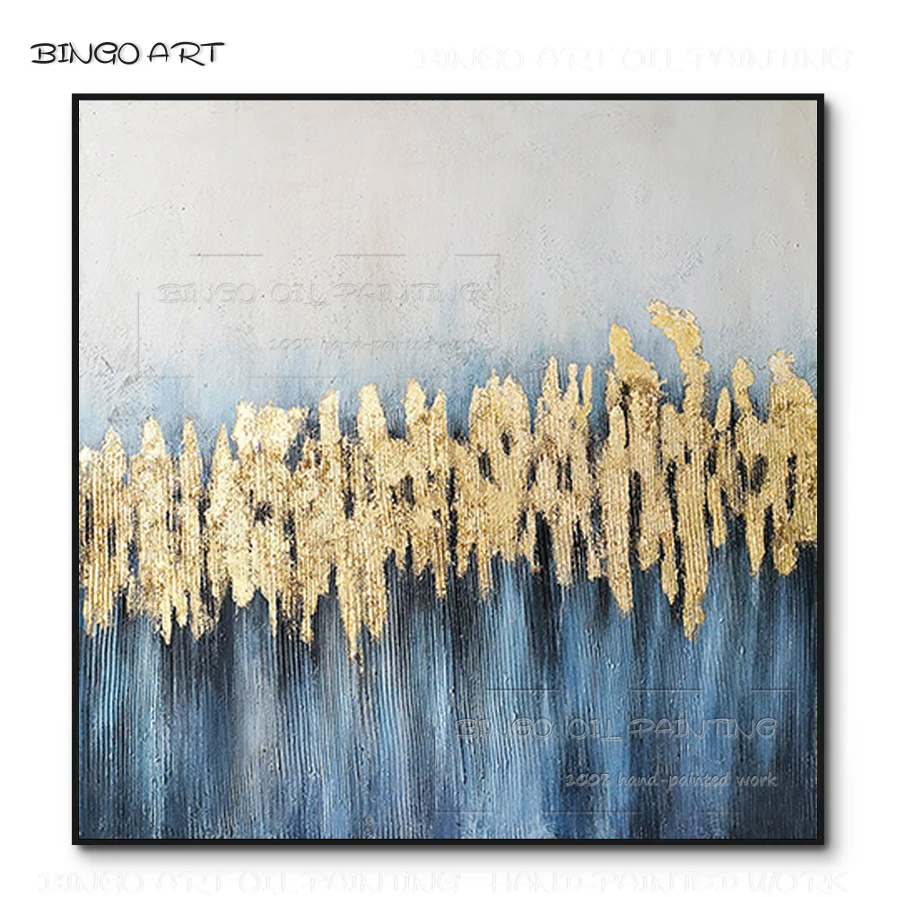 Skilled Artist Hand-painted High Quality Blue and Gold Foil Abstract Oil Painting on Canvas Beauty Abstract Golden Foil Painting
Skilled Artist Hand-painted High Quality Blue and Gold Foil Abstract Oil Painting on Canvas Beauty Abstract Golden Foil Painting