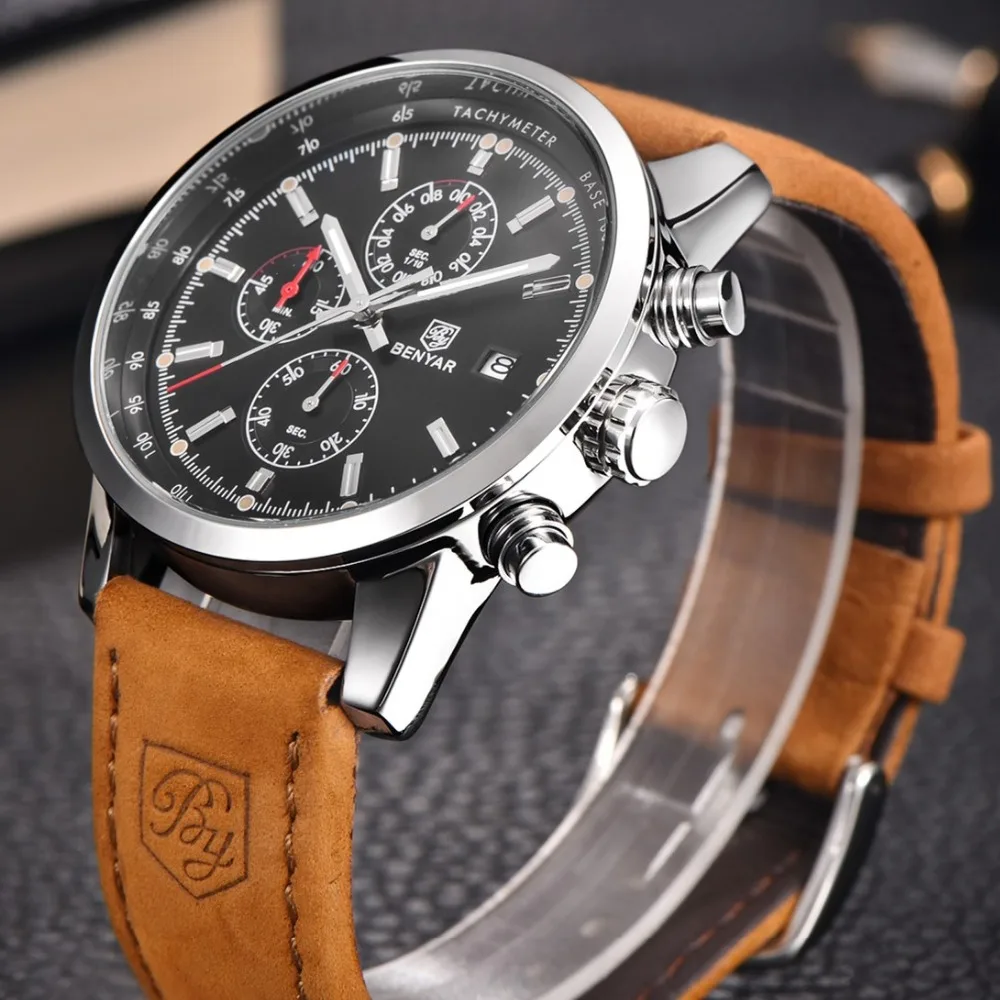 

Reloj Hombre 2018 BENYAR Fashion Chronograph Sport Mens Watches Top Brand Luxury Military Quartz Watch Clock Relogio Masculino