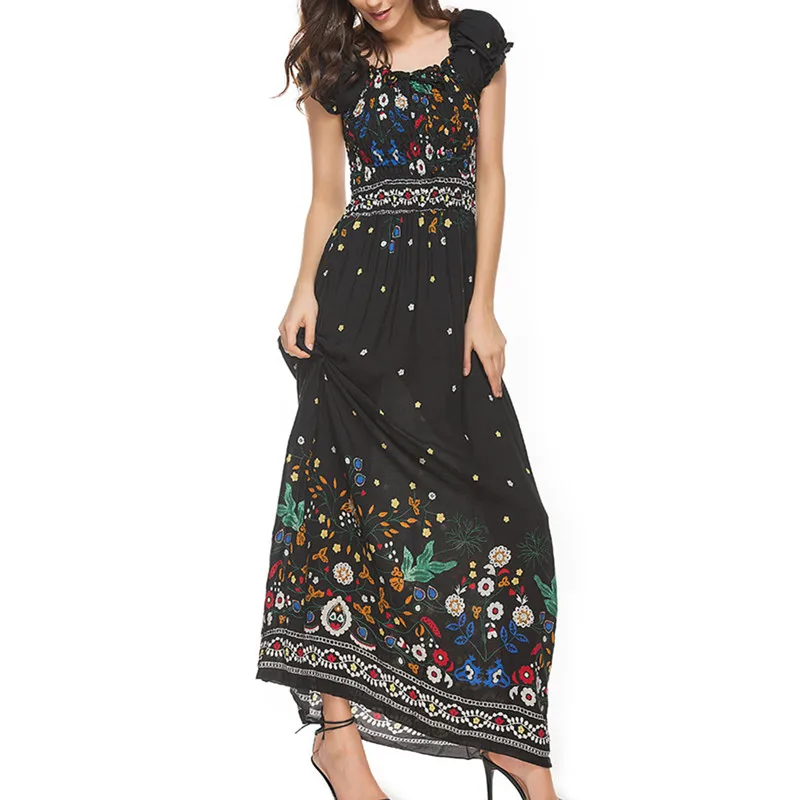 Women Autumn Beach Long Dresses Ladies Flower Printing Off The Shoulder Short Sleeve Tie Waist A Line Maxi Dress AB150
Women Autumn Beach Long Dresses Ladies Flower Printing Off The Shoulder Short Sleeve Tie Waist A Line Maxi Dress AB150