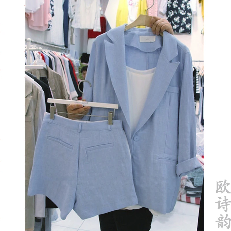 2019 summer new loose high quality cotton and linen small suit jacket shorts set linen wild two-piece female tide shorts set
2019 summer new loose high quality cotton and linen small suit jacket shorts set linen wild two-piece female tide shorts set