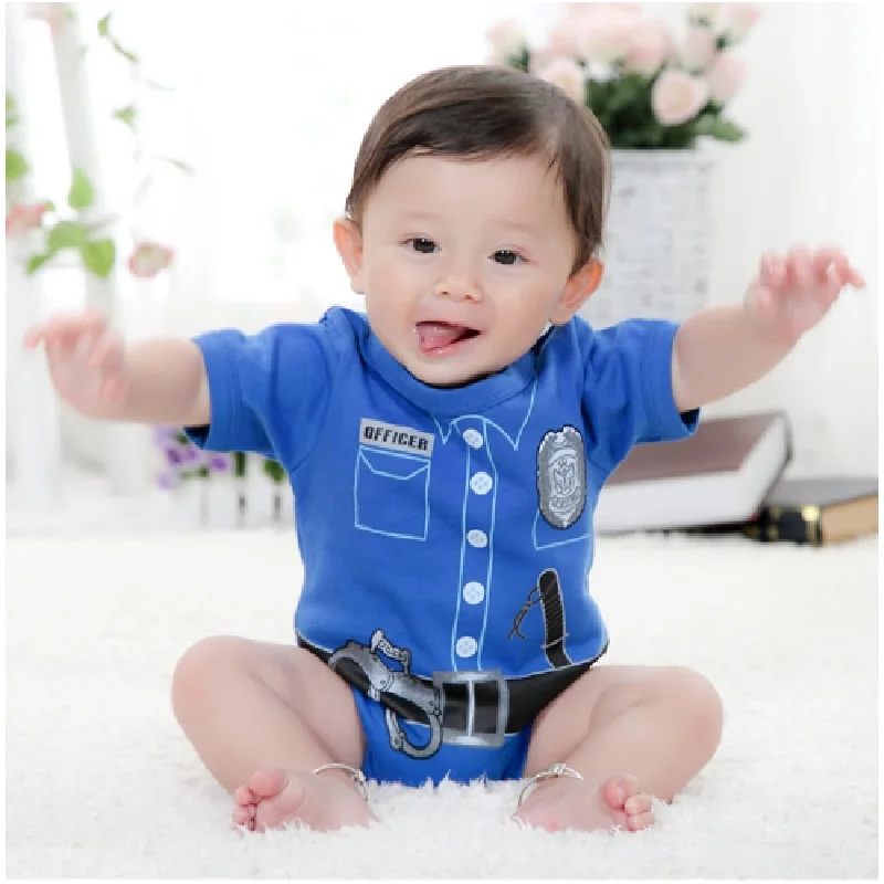

2017 Summer baby boys bodysuits baby shortalls Police baby boy clothes jumpsuit ropa de bebe