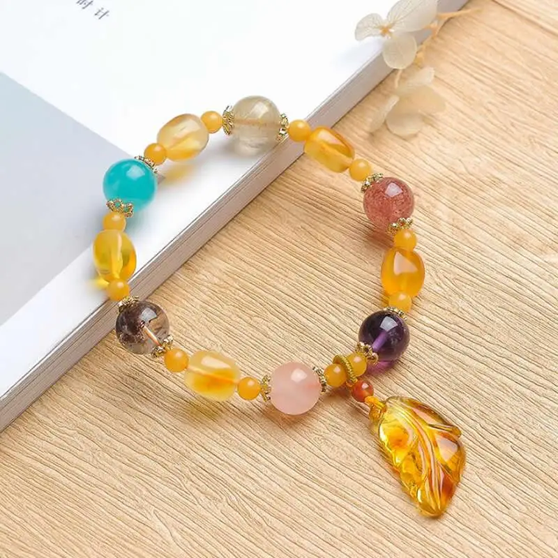 Natural Beeswax Bracelet Colourful 11mm Beads Leaf Elastic line Bracelet With certificate
Natural Beeswax Bracelet Colourful 11mm Beads Leaf Elastic line Bracelet With certificate