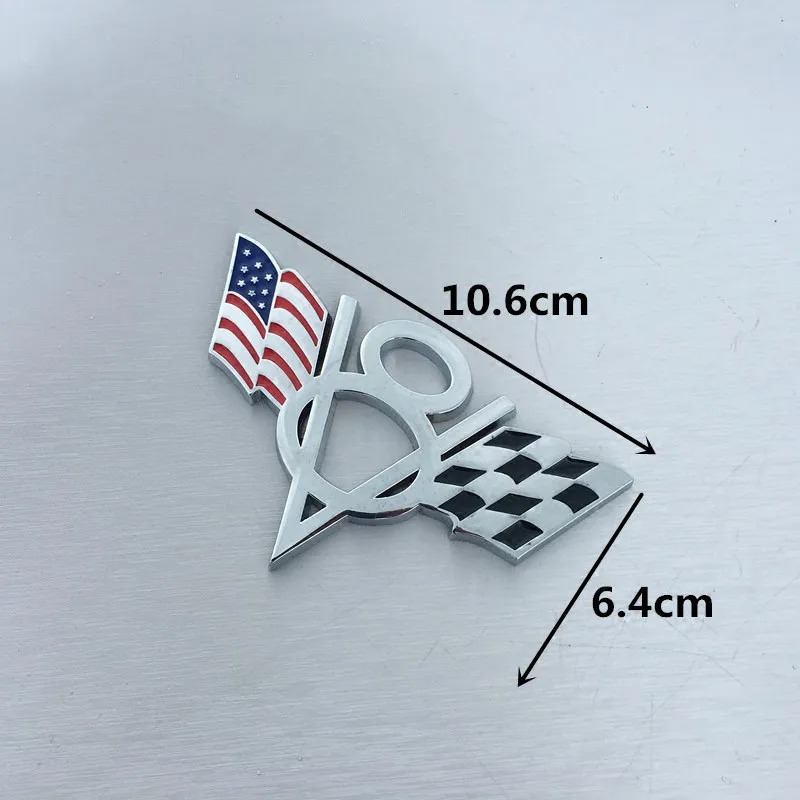 Эмблема V8 на багажник автомобиля металлический 3D значок с американским флагом