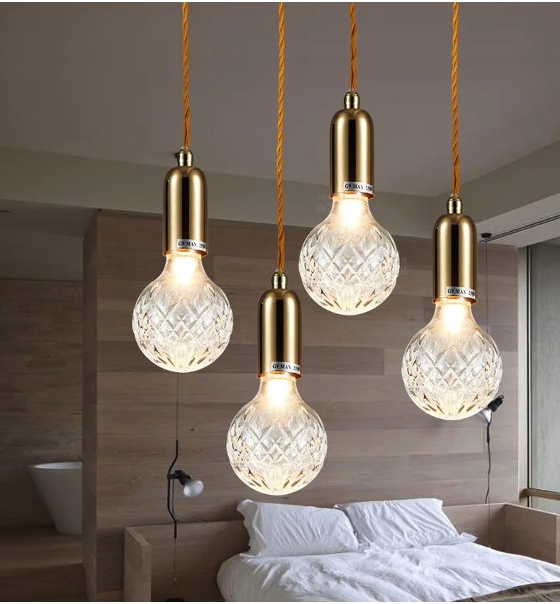 Nordic прозрачный Стекло Лофт светодиодный подвесной светильник с G9 лампы Ресторан
