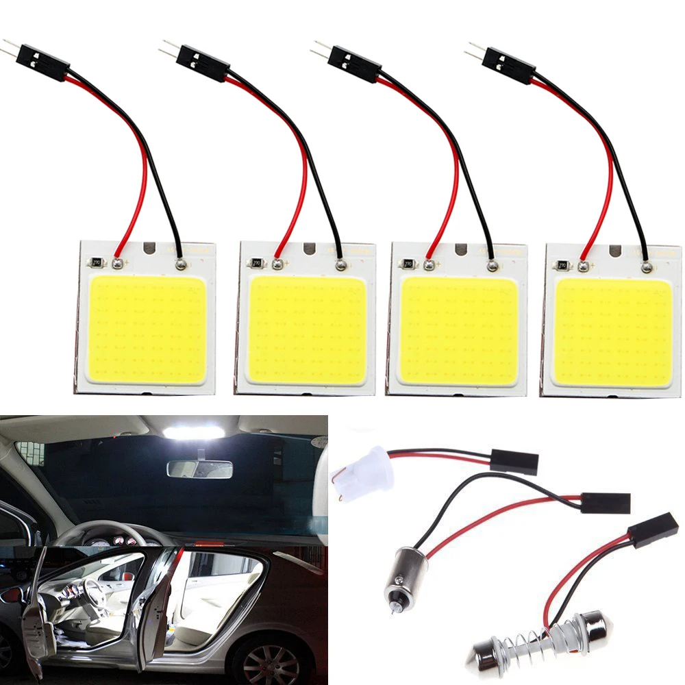 4Pcs Super White COB 48 SMD LED Car Vehicle Interior Reading Plate Panel Dome Head Light Lamp With BA9S Festoon Adapters 12V
4Pcs Super White COB 48 SMD LED Car Vehicle Interior Reading Plate Panel Dome Head Light Lamp With BA9S Festoon Adapters 12V