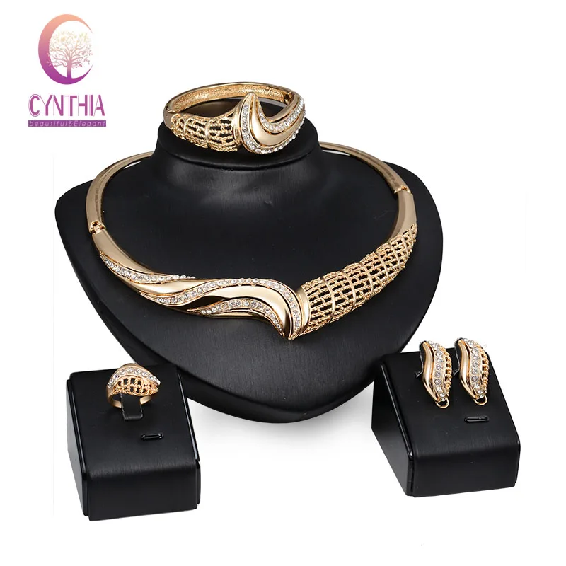Fashion African Costume Jewelry Sets Gold color Crystal Rhinestone Wedding Bridal Necklace Earrings Bangle Ring Party Set
Fashion African Costume Jewelry Sets Gold color Crystal Rhinestone Wedding Bridal Necklace Earrings Bangle Ring Party Set