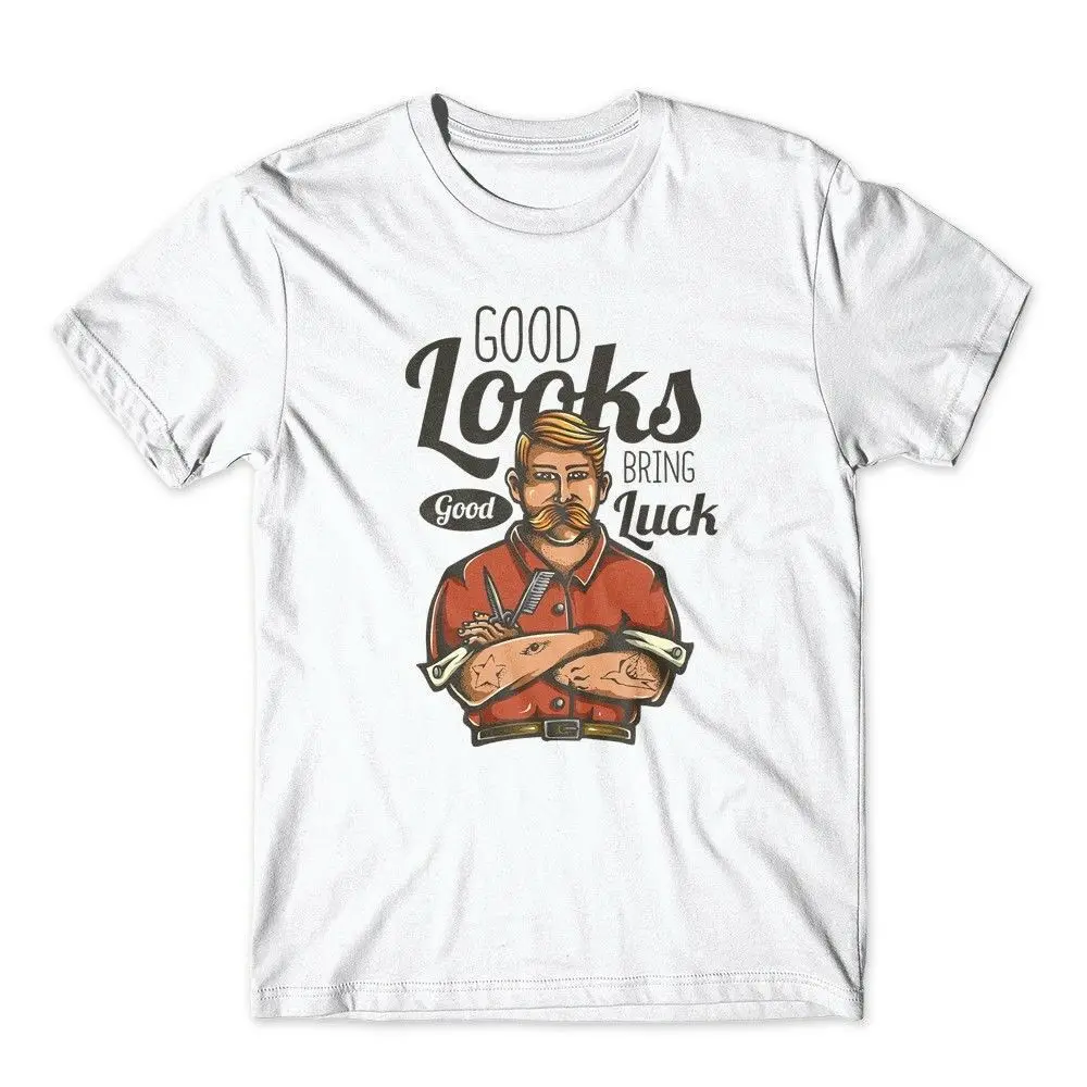 Barbershop T-Shirt. Good Looks Bring Good Luck 100% Cotton Graphic Men 2019 New Short Sleeve Hipster Male T Shirt
Barbershop T-Shirt. Good Looks Bring Good Luck 100% Cotton Graphic Men 2019 New Short Sleeve Hipster Male T Shirt