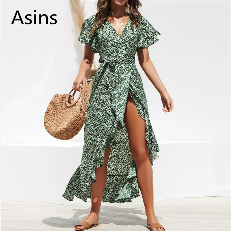 Asins dress woman 2019 summer new hot casual fashion v neck high waist printing short sleeve sashes slim sexy wild ruffles dress
Asins dress woman 2019 summer new hot casual fashion v neck high waist printing short sleeve sashes slim sexy wild ruffles dress