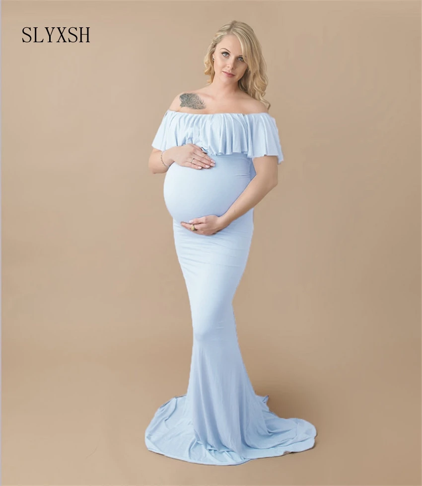 SLYXSH Maternity Dresses For Photo Shoot Slash Neck Stretchy Cotton Pregnant Gown Jersey Pregnancy Clothes Large Size
SLYXSH Maternity Dresses For Photo Shoot Slash Neck Stretchy Cotton Pregnant Gown Jersey Pregnancy Clothes Large Size
