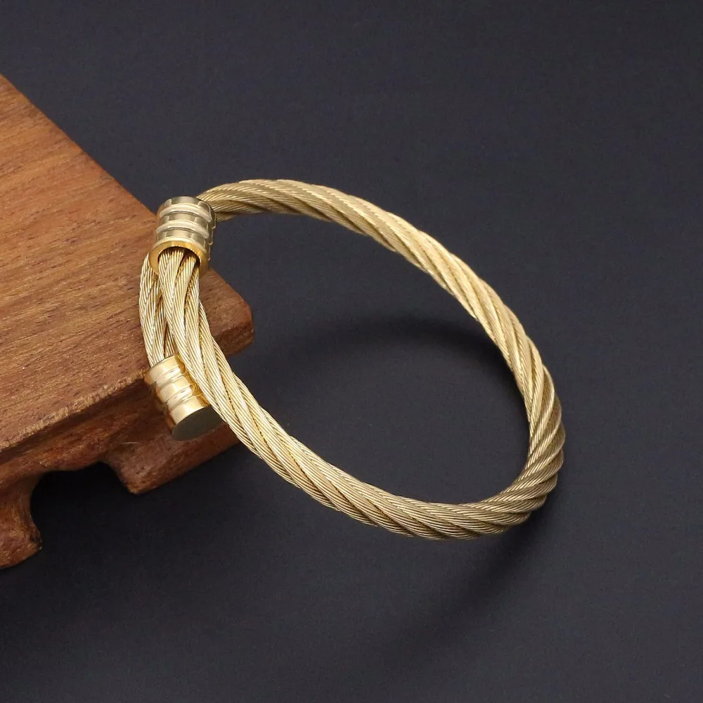 JSBAO New Arrival Women Fashion Bracelet Gold Silver Colour Stainless Steel Twisted Wire Cuff Bracelet Bangle For Women Jewelry
JSBAO New Arrival Women Fashion Bracelet Gold Silver Colour Stainless Steel Twisted Wire Cuff Bracelet Bangle For Women Jewelry
