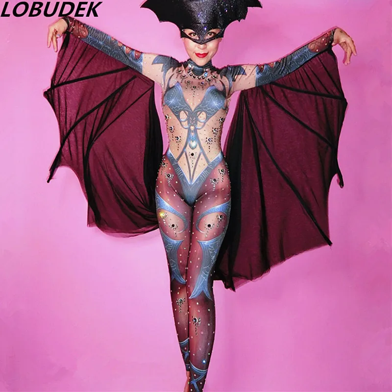 3D Pattern Printed Spandex Jumpsuit With Wing Women Halloween Costume Nightclub Bar Party Show Role Performance Stage Bodysuit
3D Pattern Printed Spandex Jumpsuit With Wing Women Halloween Costume Nightclub Bar Party Show Role Performance Stage Bodysuit