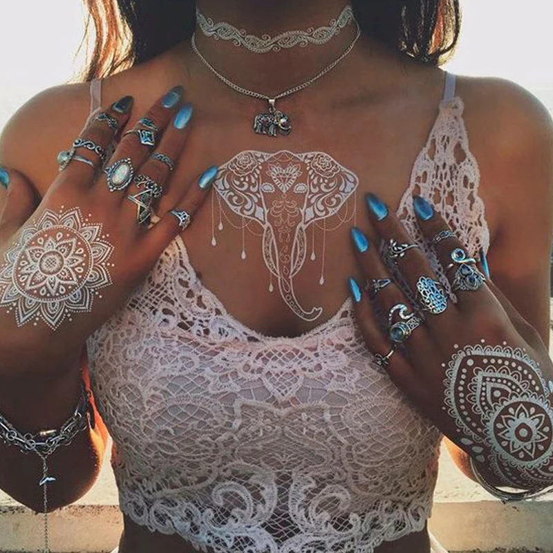 White Henna Paste Women Temporary White Lace Flower Left Temporary Tattoo Sticker Body Art Paint Waterproof For Wedding
White Henna Paste Women Temporary White Lace Flower Left Temporary Tattoo Sticker Body Art Paint Waterproof For Wedding