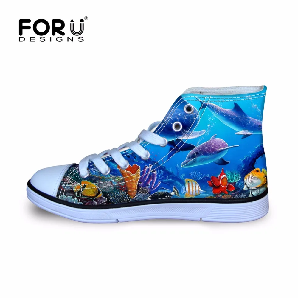 Кроссовки forudesigns для детей спортивная обувь прогулок с принтом рыбы акулы