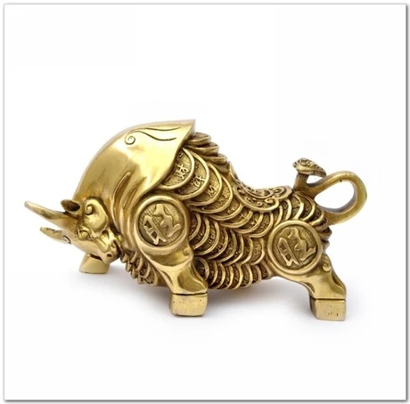 

A copper cattle Wang Feng shui ornaments handi product decoration furnishings Zhaocai enrichment giftroom Art Statue