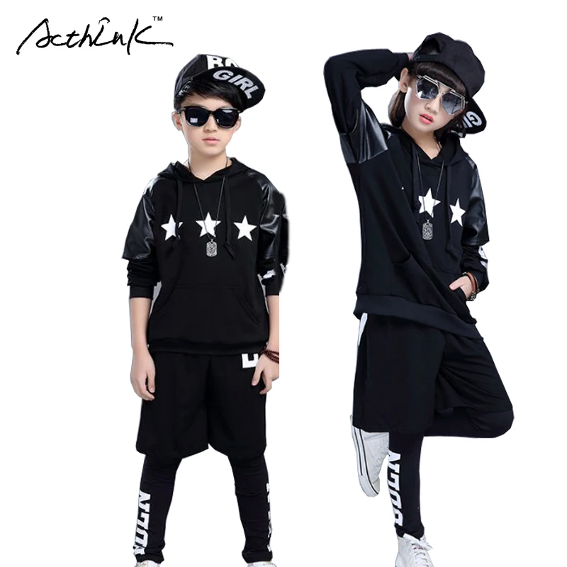 ActhInK New Boys Winter Hip-hop Style 3Pcs Clothing Set Girls Dancing Performance Leather Costume Kids Suits with Stars, AC014
ActhInK New Boys Winter Hip-hop Style 3Pcs Clothing Set Girls Dancing Performance Leather Costume Kids Suits with Stars, AC014